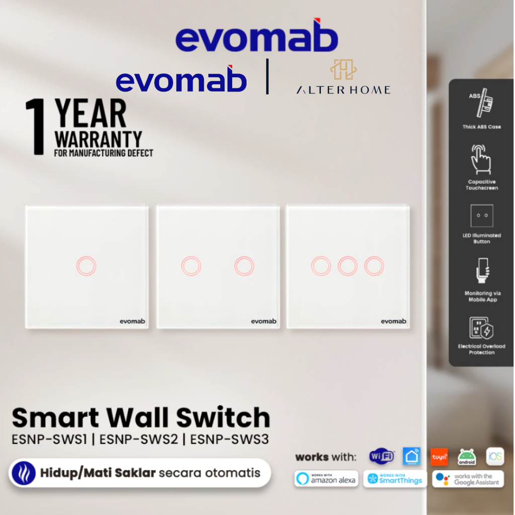 EVOMAB - ESNP-SWS1 SAKLAR 1 JALUR DENGAN WIFI
