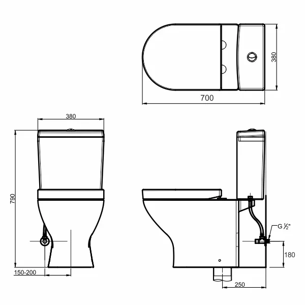 AER - TWC - 02 WASHDOWN TWO PIECE TOILET