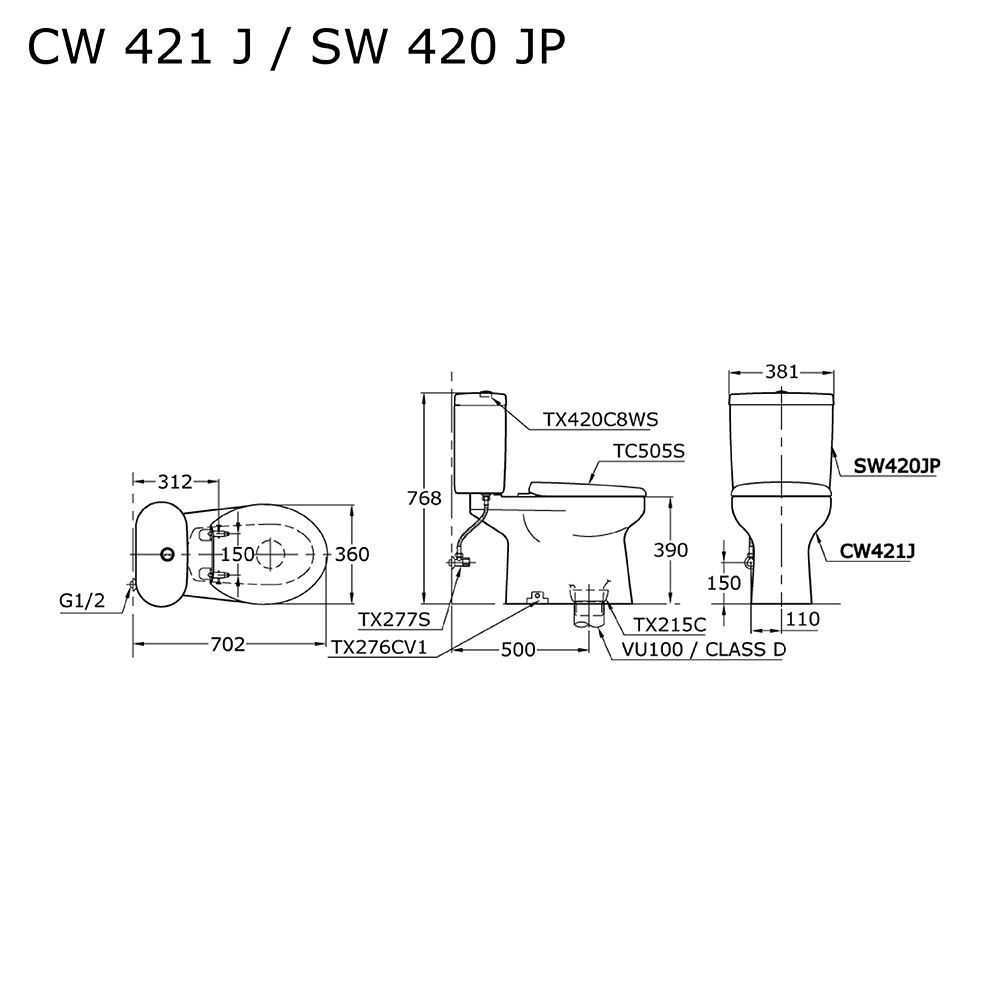 TOTO - CW421JW/F-SW420JP+TCW 07S-50 CM