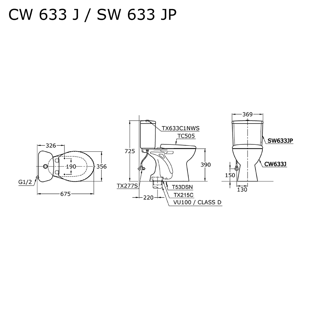 TOTO - CW633JW/F +POT+ECOFSV300 IN + TC505