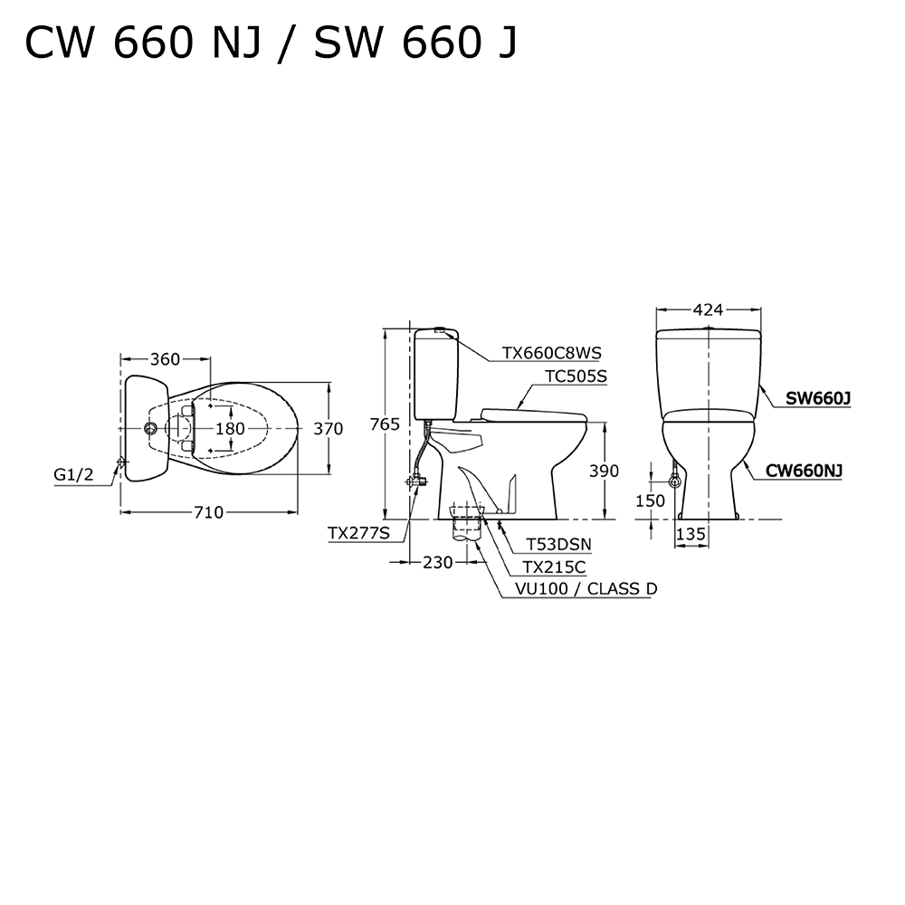 TOTO - CW660NJW/F-SW660J + TC 505S