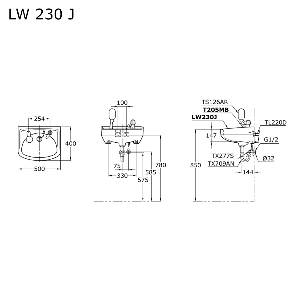 TOTO - LW230JW/F BODY WAST WALL (TL220D)