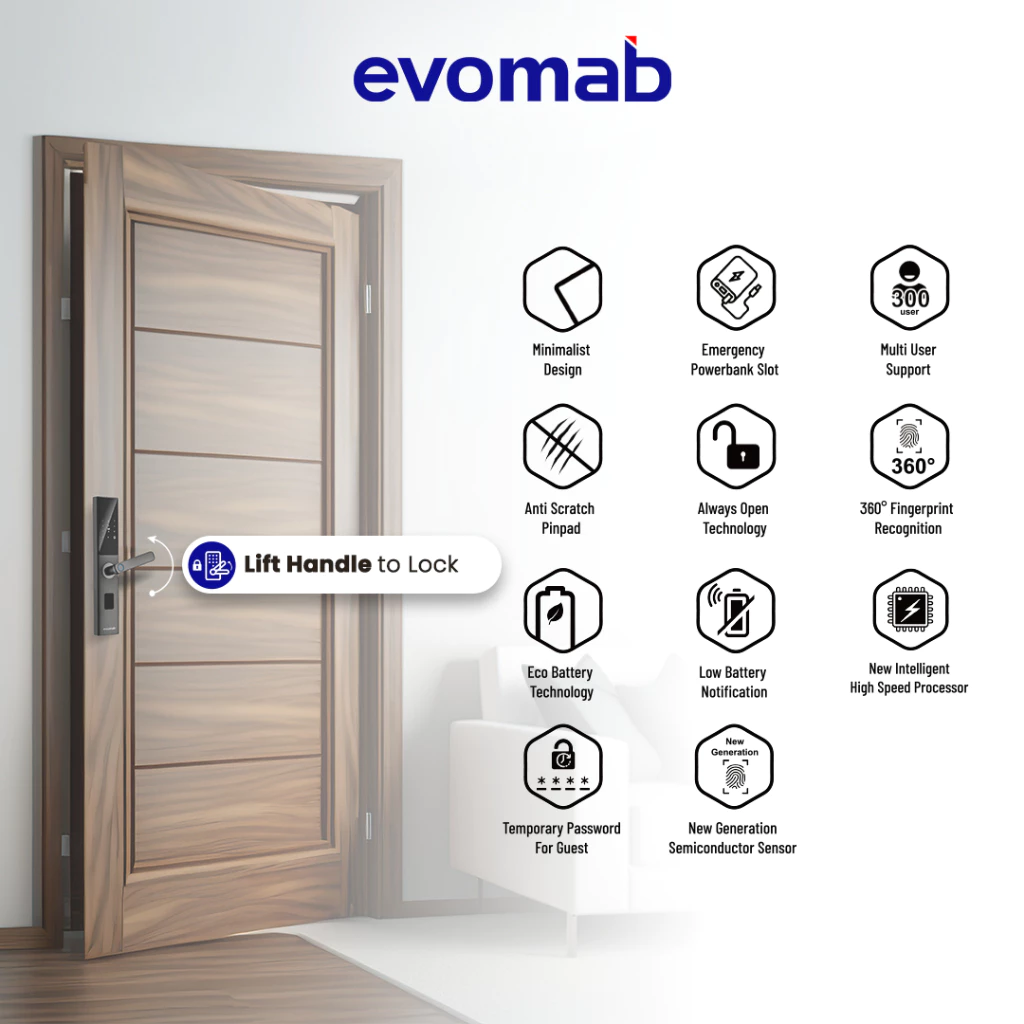 EVOMAB - EDLK-MK1C DIGITAL LOCK FINGER PRINT + PIN + KARTU