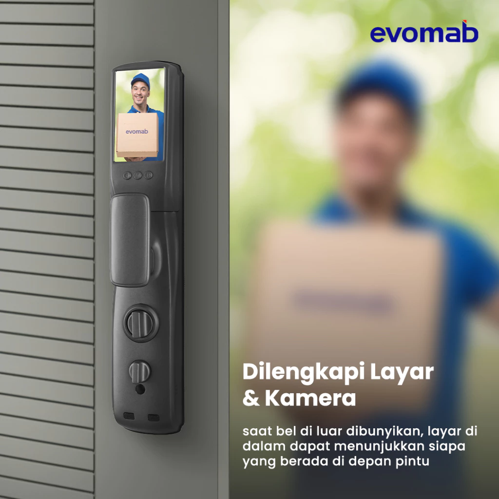EVOMAB - EDLK-MK7 DIGITAL LOCK FINGER PRINT + PIN + KARTU + APP + CAMERA + 3D FACE RECOGNATION
