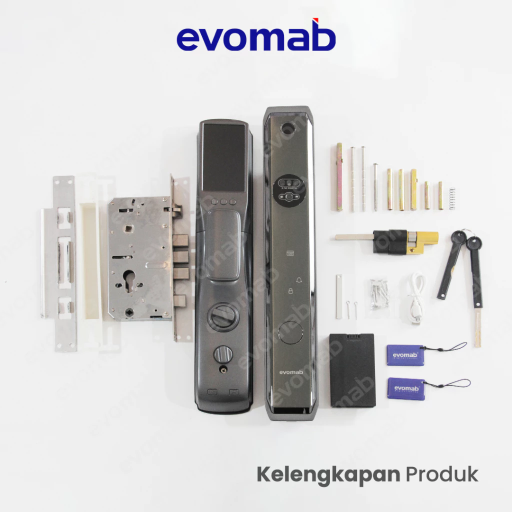 EVOMAB - EDLK-MK7 DIGITAL LOCK FINGER PRINT + PIN + KARTU + APP + CAMERA + 3D FACE RECOGNATION