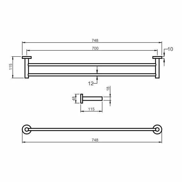 AER - ACS 01-02BL DOUBLE TOWEL BAR