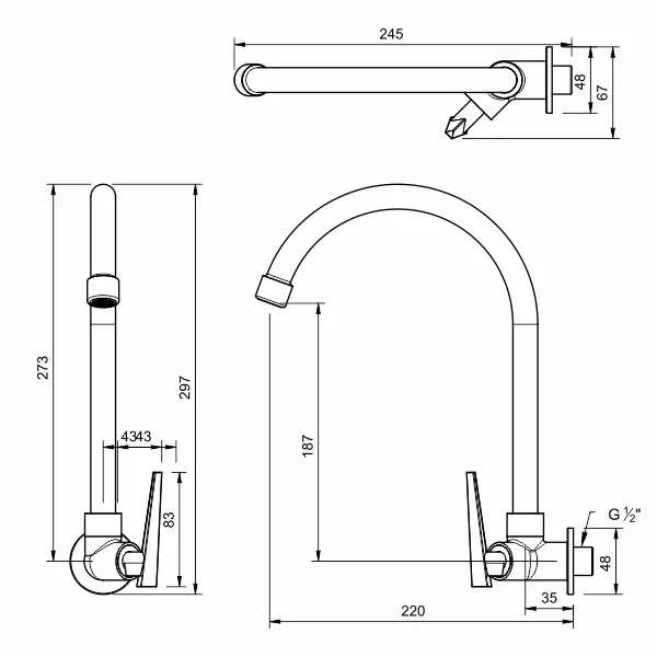 AER - AT 01 GM WALL KITCHEN FAUCET