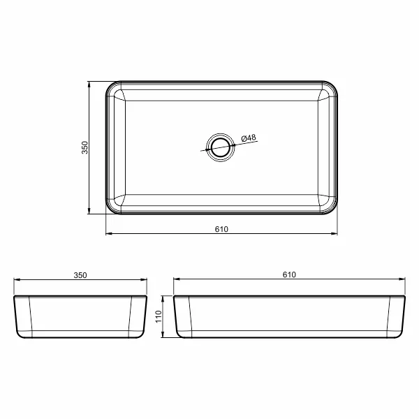 AER - CWB 48 R COUNTER TOP WASHBASIN
