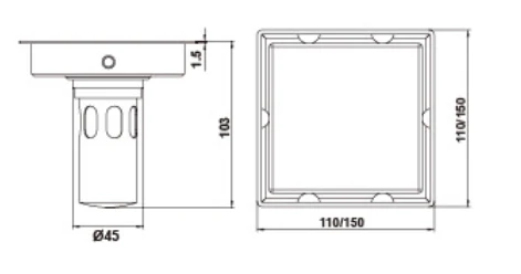 AETRIO - FD-X711DA GRAPHITE FLOOR DRAIN