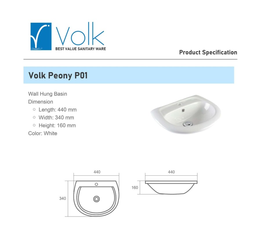 VOLK - P01 WALL HUNG LAVATORY