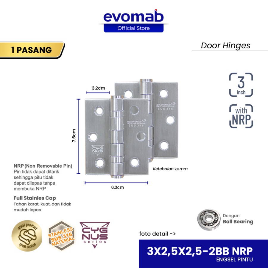 EVOMAB - MHSU-3X2,5X2,5-2BB-NRP-SN ENGSEL SUS 316