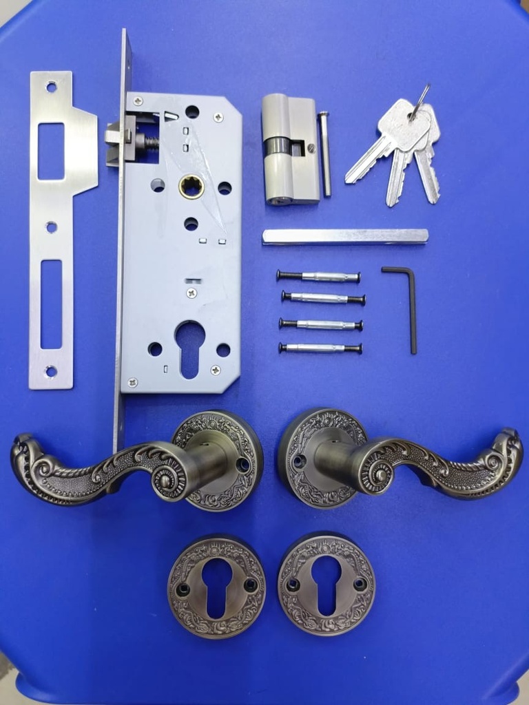 EVOMAB - MSET-A148-AB HANDLE ROCHETTE + STAINLESS MORTISE + BRASS CYLINDER