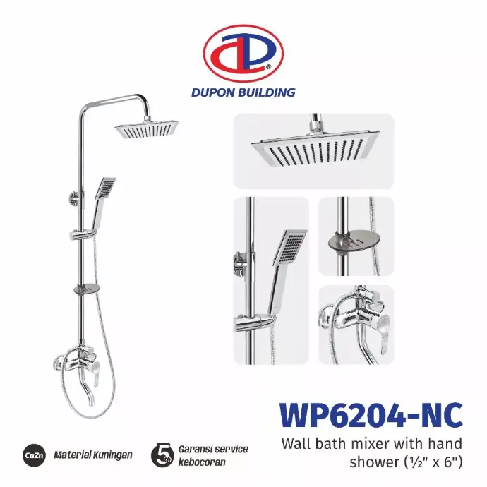 DUPON - WP6204-NC WALL BATH MIXER SET W/HAND SHOWER