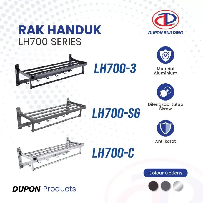 DUPON - LH700-3 TOWEL SHELF W/HOOKS