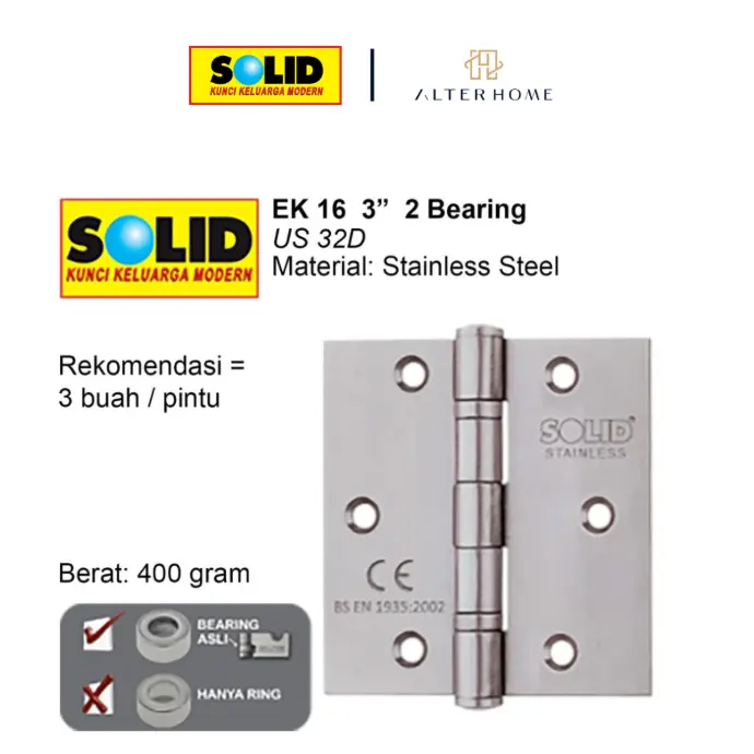 SOLID - EK 6 (3''X2.5''X2) 2BB ENGSEL STAINLESS US 32D