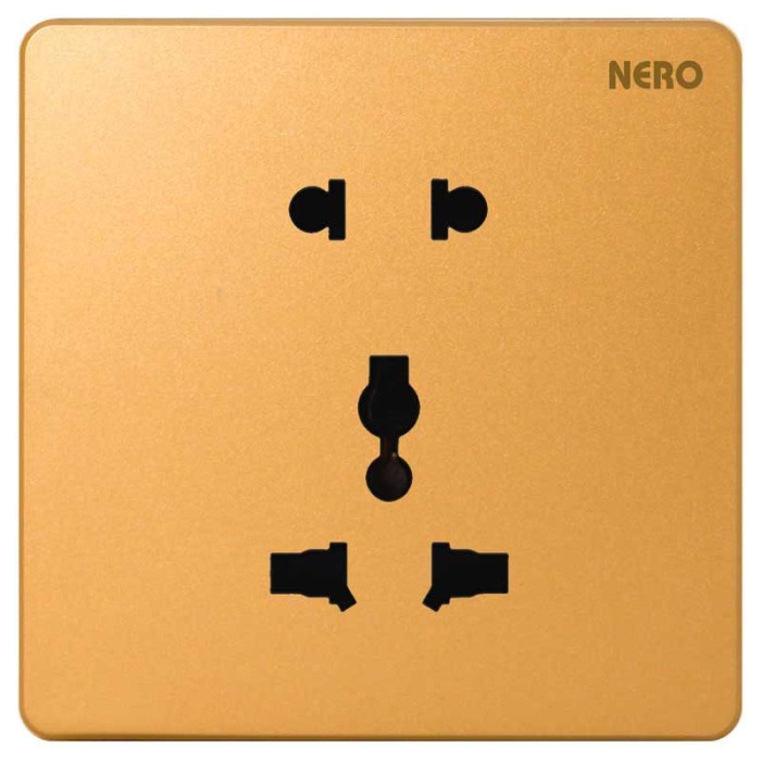 X210UU-G (16 A 250V -1 GANG INTERNATIONAL SOCKET WITH SHUTTER + 1 GANG UNIVERSAL SOCKET WITH SHUTTER)