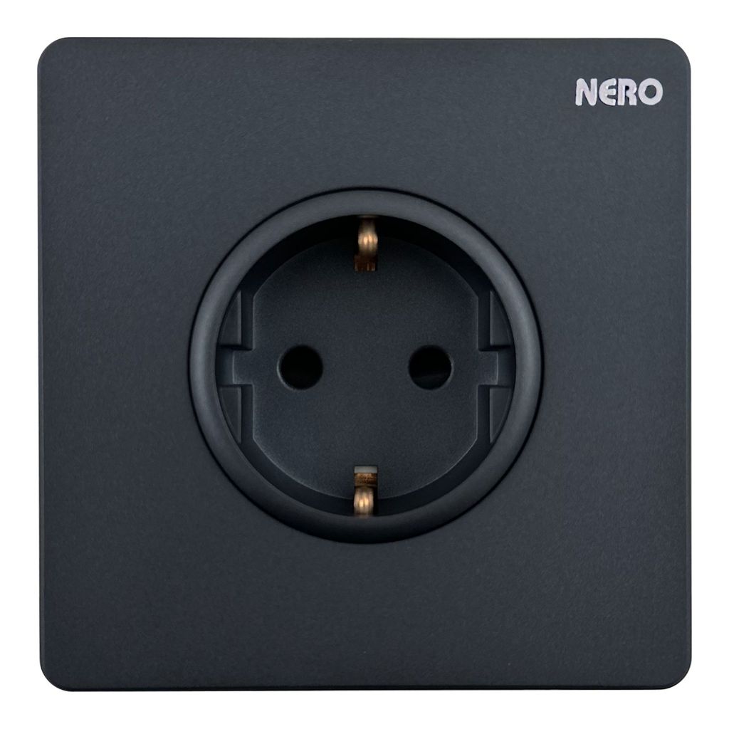 NERO - CASA X2 - MB X216VG-MB 1 GANG SCHUKO SOCKET WITH SHUTTER