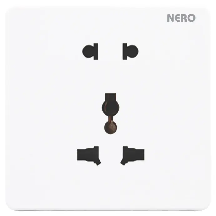 X210UU-W (10A 250V - 1 GANG INTERNATIONAL SOCKET WITH SHUTTER + 1 GANG UNIVERSAL SOCKET WITH SHUTTER)