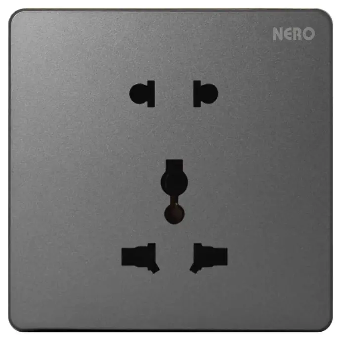 X210UU-GR (10A 250V - 1 GANG INTERNATIONAL SOCKET WITH SHUTTER + GANG UNIVERSAL SOCKET WITH SHUTTER)