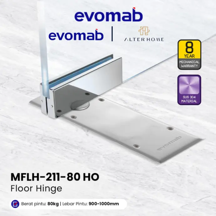 EVOMAB - MFLH-211-80-HO-SN FLOOR HINGE HOLD OPEN 80KG LEBAR PINTU