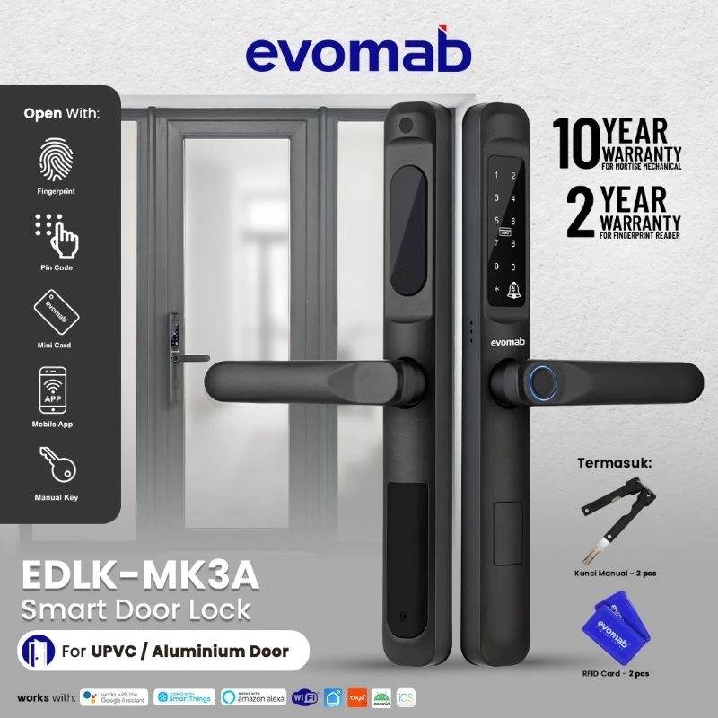 EVOMAB - EDLK-MK3A DIGITAL LOCK FINGER PRINT + PIN + KARTU + APP WI-FI