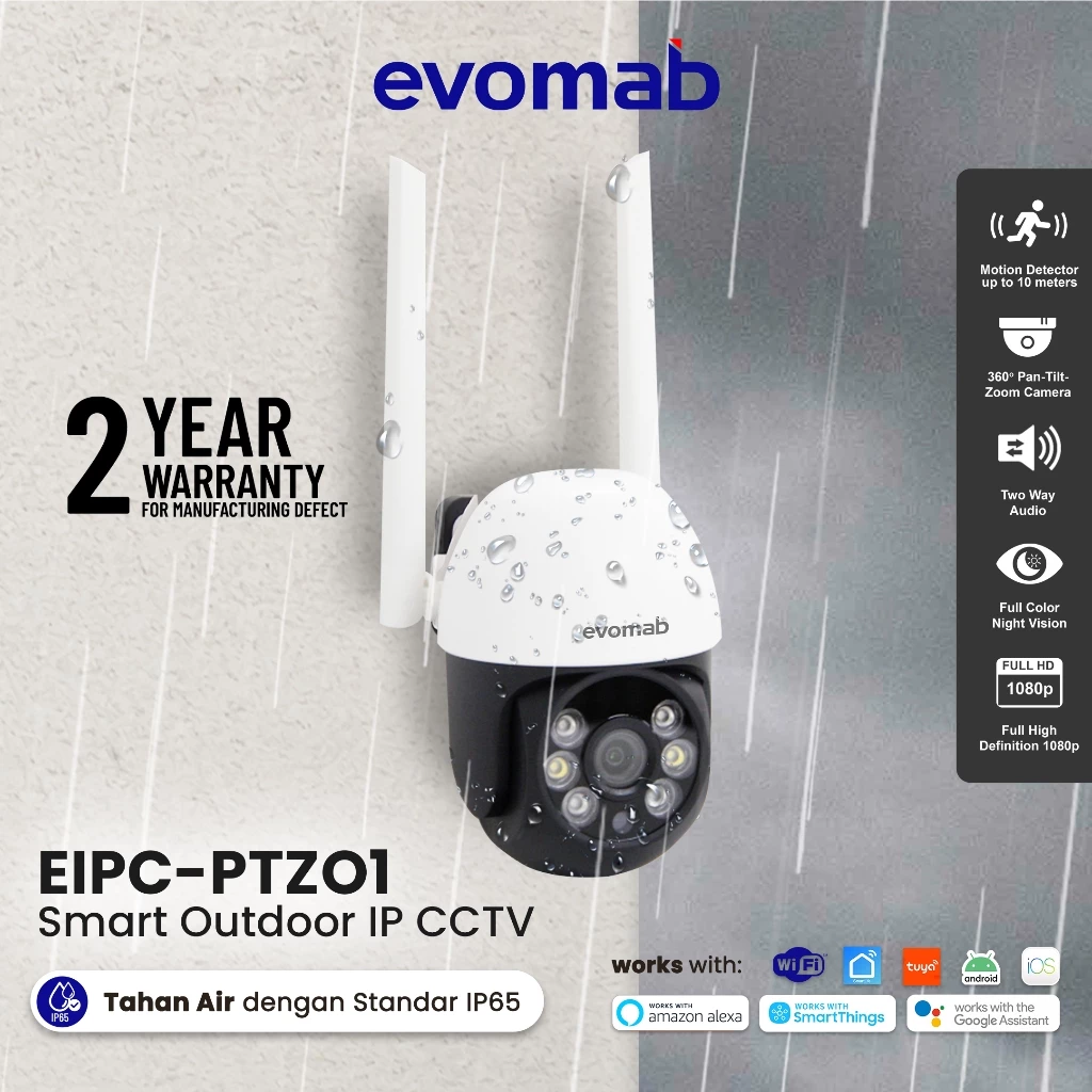 EVOMAB - EIPC-PTZO1 IP CCTV OUTDOOR PTZ 360° HD DENGAN WIFI