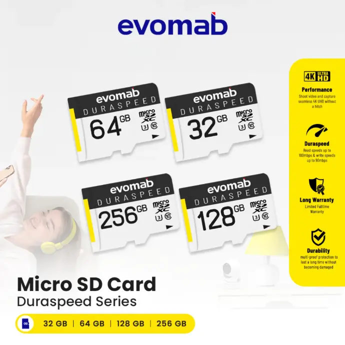 EVOMAB - EMSD-XC128 MEMORY CARD MICROSD 128GB | CLASS10 | UHS SPEED CLASS 3