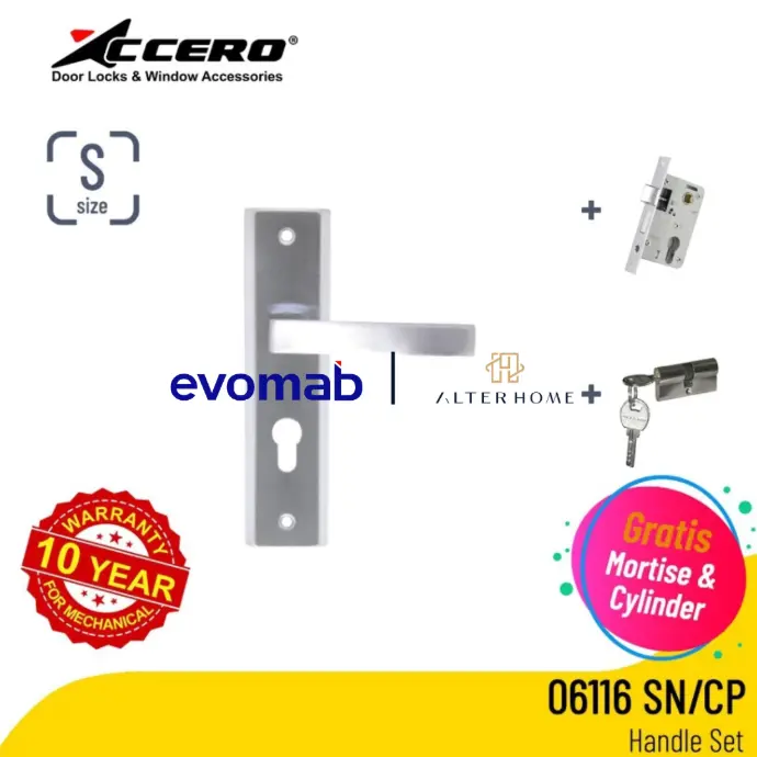 EVOMAB - ASET-06116-S-SN/CP HANDLE PLAT SMALL + MORTISE + CYLINDER