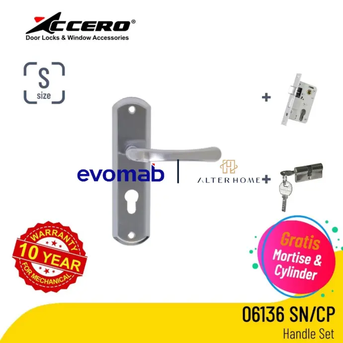EVOMAB - ASET-06136-S-SN/CP HANDLE PLAT SMALL + MORTISE + CYLINDER