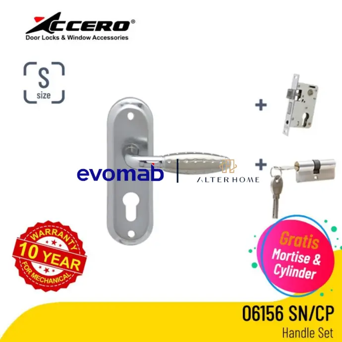 EVOMAB - ASET-06156-S-SN/CP HANDLE PLAT SMALL + MORTISE + CYLINDER