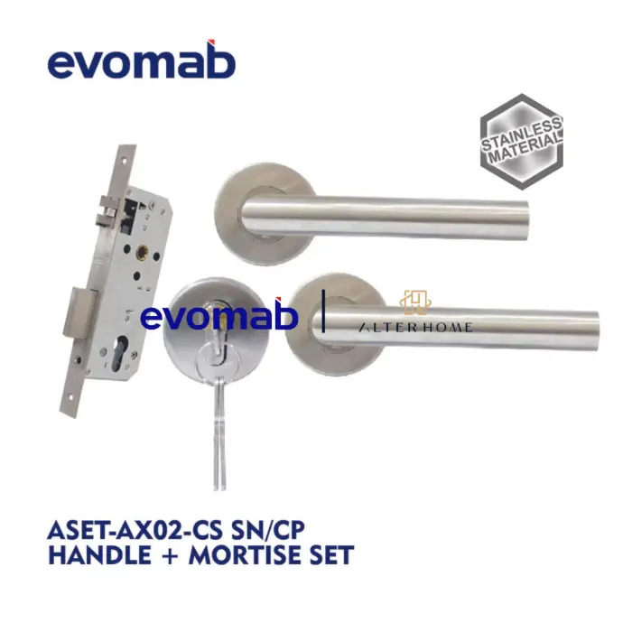 EVOMAB - ASET-AX02-CS-SN HANDLE ROCHETTE + STAINLESS MORTISE + CYLINDER