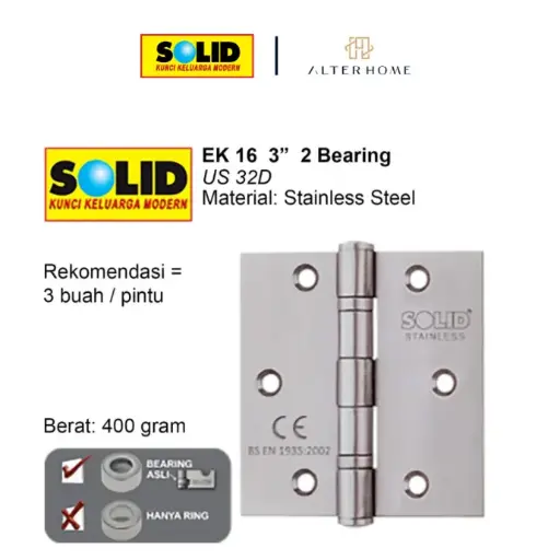 [DOO-SOL-00033] SOLID - EK 6 (3''X2.5''X2) 2BB ENGSEL STAINLESS US 32D