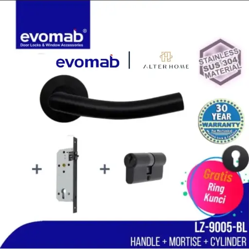 [SMA-EVO-00146] EVOMAB - MSET-LZ9005-SUS304-BL HANDLE ROCHETTE SUS 304 + STAINLESS MORTISE + BRASS CYLINDER