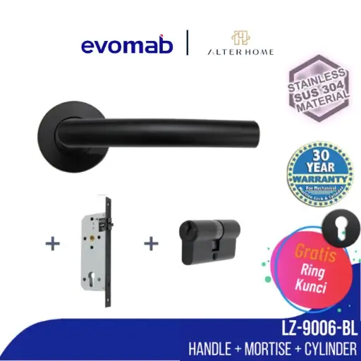 [SMA-EVO-00148] EVOMAB - MSET-LZ9006-SUS304-BL HANDLE ROCHETTE SUS 304 + STAINLESS MORTISE + BRASS CYLINDER