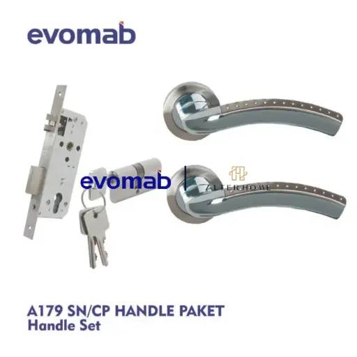 [SMA-EVO-00141] EVOMAB - MSET-A179-SN/CP HANDLE ROCHETTE + STAINLESS MORTISE + BRASS CYLINDER