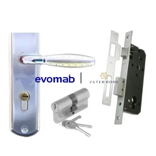 [SMA-EVO-00011] EVOMAB - ASET-06156-M-SN/CP HANDLE PLAT MEDIUM + STAINLESS MORTISE + CYLINDER