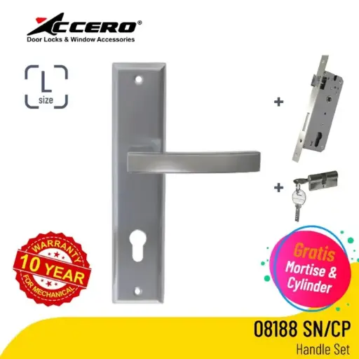 [SMA-EVO-00018] EVOMAB - ASET-08188-DC-CK-SN/CP HANDLE PLAT LARGE + STAINLESS MORTISE + CYLINDER