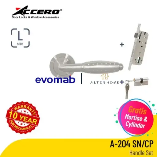 [SMA-EVO-00021] EVOMAB - ASET-A204-SN/CP HANDLE ROCHETTE + STAINLESS MORTISE + CYLINDER